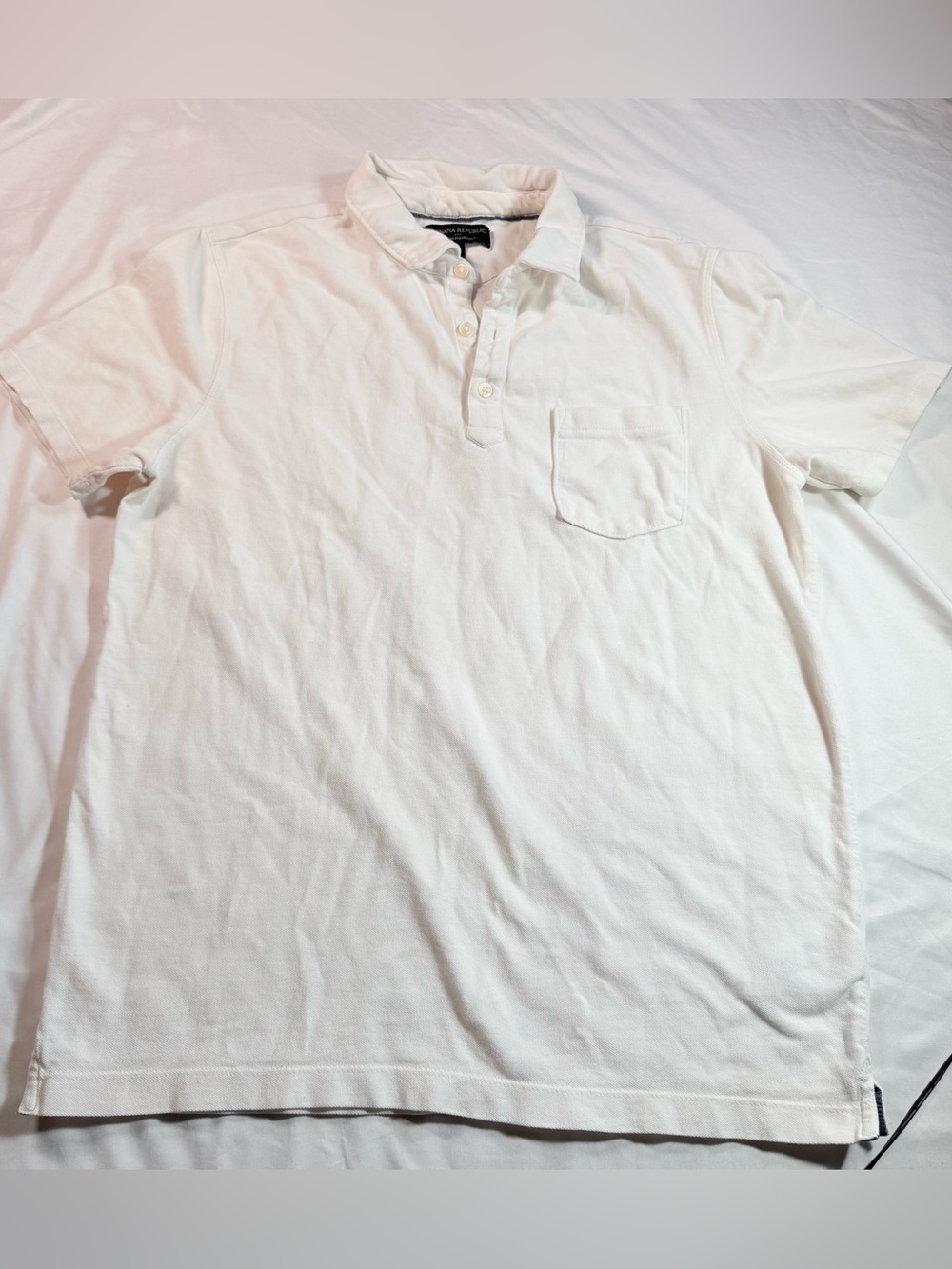 Banana Republic Mens Medium White Wicking Pique Polo Shirt Short Sleeve Pocket